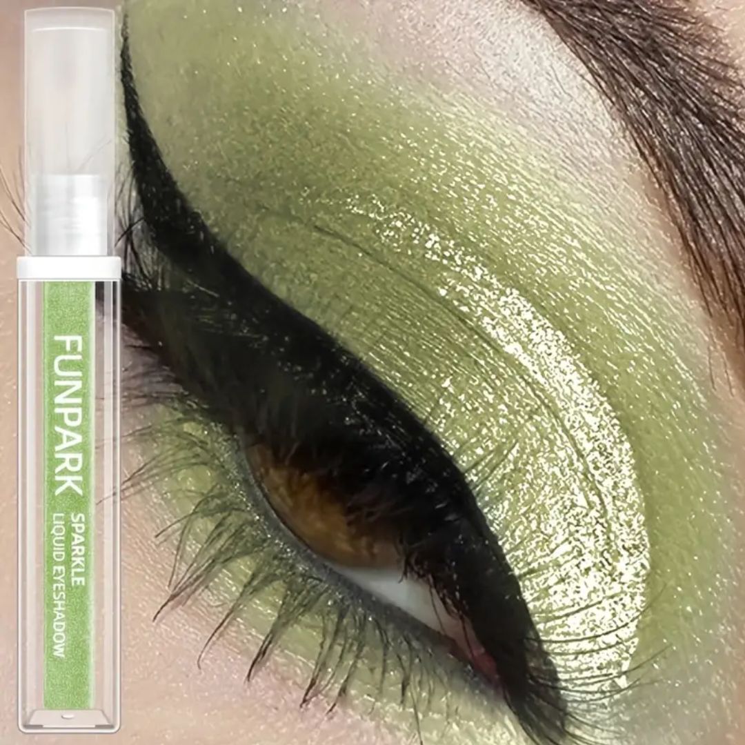 FUNPARK MAKEUP Cosmetics liquid sparkle green eyeshadow makeover black eyeliner